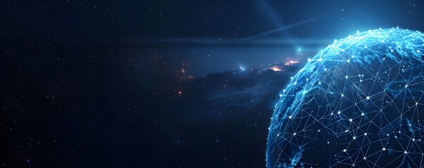 planet with connecting dot and line technology