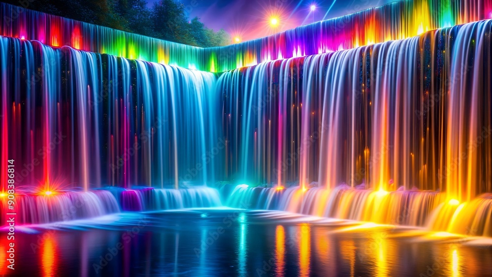 Poster luminary cascade: a flow of light in a prismatic embrace ai generated