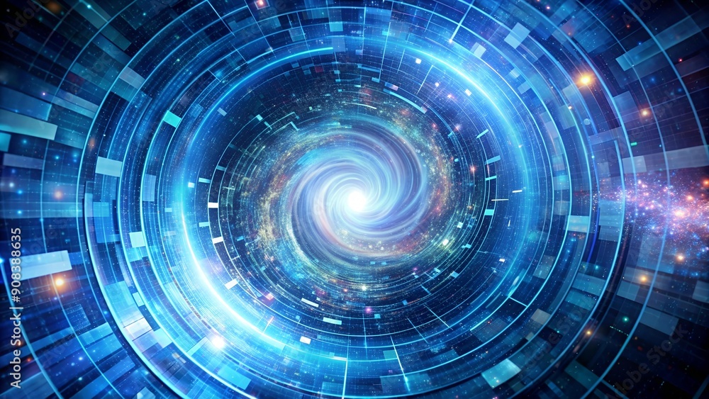Aufkleber digital time vortex: a swirling center of information and temporal displacement ai generated