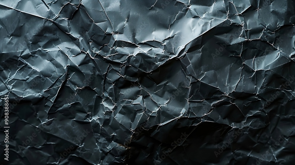 Poster empty crumpled wet black paper blank texture copy space wall horizontal background : generative ai