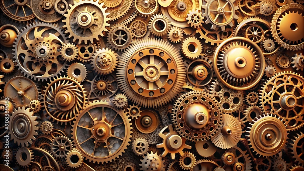 Poster a symphony of gears: exploring the intricacies of mechanical motion ai generated