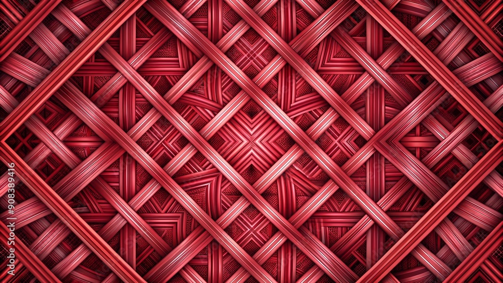 Poster crimson latticework: an abstract tapestry of intersecting lines ai generated