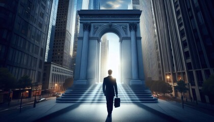 Fototapeta premium people walking in the city to the success way