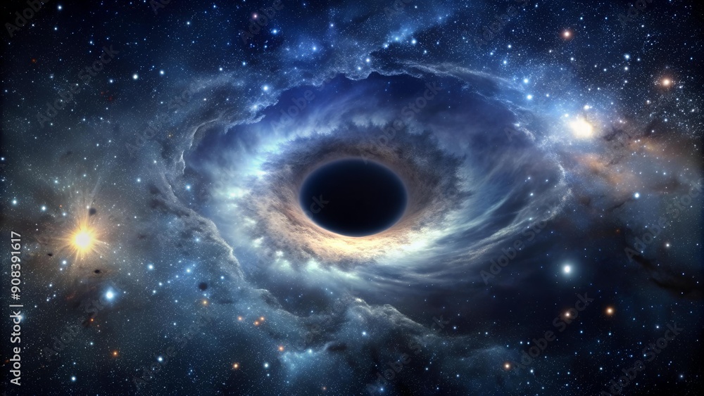 Poster black nebula: a cosmic void of noise and texture generative ai