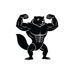 beaver stand up bodybuilder silhouette