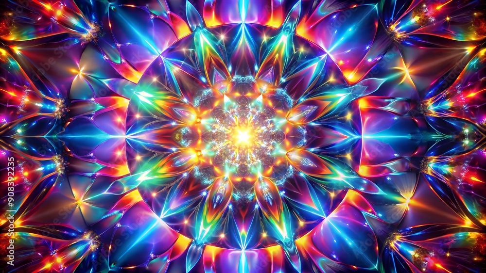 Poster prismatic echoes: reflections of light in a prismatic mirror generative ai