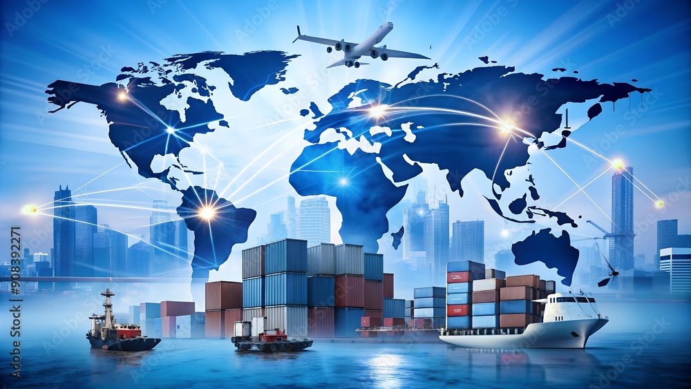 Poster global supply chain: a network of interconnected systems ai generated