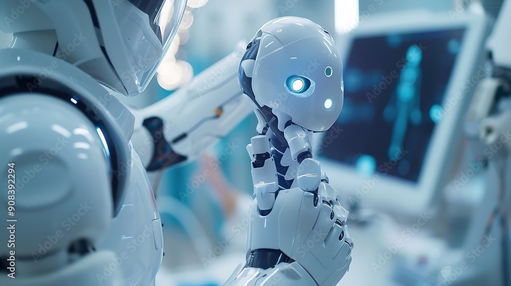 Aufkleber Medical worker using technology smart robot AIConcept of healthcare and medical AI technology services and advance of technology Artificial Intelligence for future healthcare : Generative AI