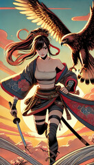 日本画（Japanese painting）／戦士 美人画 美女 着物 anime イラスト