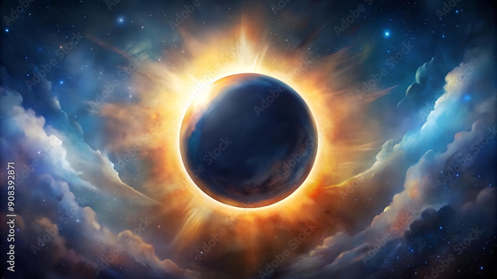 Poster celestial tapestry: a symphony of light and shadow generative ai