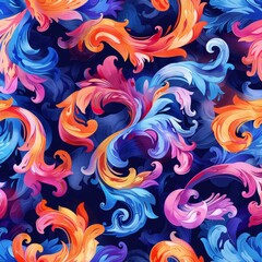 Fototapeta premium Abstract Swirling Floral Pattern in Vivid Colors