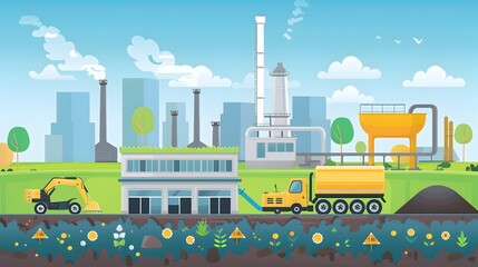 Naklejka premium Environmental Benefits of Landfill Gas Recovery:Unlocking Sustainable Energy and Reducing