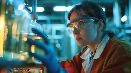 Environmental Scientist Analyzing Landfill Gas Samples for Scientific Research