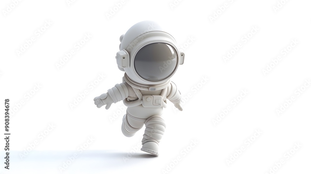 Poster adorable floating clay astronaut in pastel space scene with minimal design