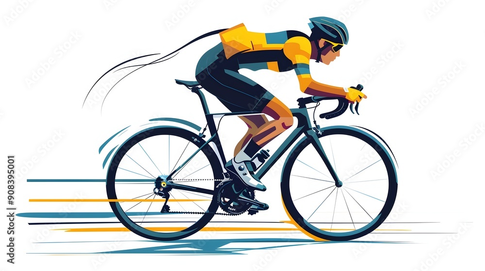 Poster minimalist of a cyclist competing in a high-speed race
