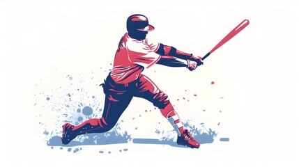 Minimalist of a Baseball Player Swinging Bat