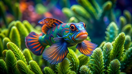 Mandarin Fish in a Seaweed Forest: A Hidden World of Beauty  AI Generated