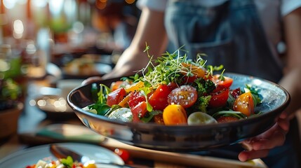 Delicious Organic Farm to Table Restaurant Photography : Generative AI