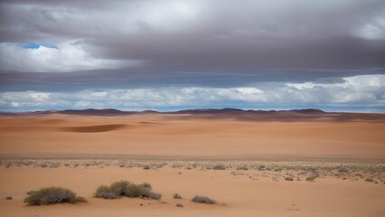 Fototapeta premium Solitary Desert Landscape Under Expansive Blue Sky