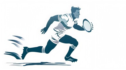 Fototapeta premium Minimalist of a Rugby Player Running with the Ball
