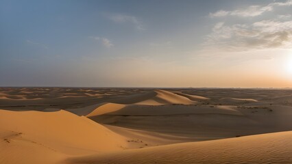Solitary Desert Landscape Under Expansive Blue Sky