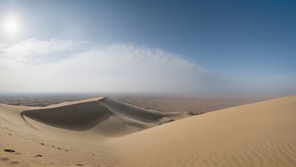 Solitary Desert Landscape Under Expansive Blue Sky