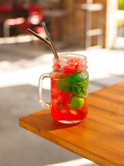 Fresh Watermelon Juice on the table