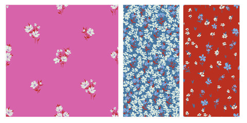 Seamless spring vector pattern with floral motif for dress fabric © Maria