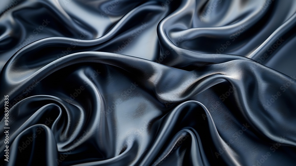 Fototapete black gray satin dark fabric texture luxurious shiny that is abstract silk cloth panorama background