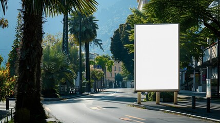 Blank billboard on the side of the road in lugano : Generative AI