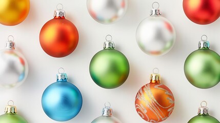 Holiday ornaments, shiny and colorful, close-up details, Watercolor style
