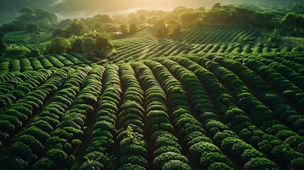 Fototapeta premium Aerial image of a beautiful coffee plantation in minas Gerais Brazil : Generative AI