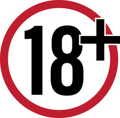 Isolated icon age restricted 18 plus years old