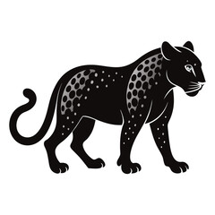 Fototapeta premium Jaguar spotted silhouette. Black and white isolated on white background.