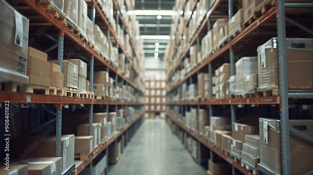 Poster rows of shelves with boxes in the factory warehouse a perfectly white clean warehouse smooth boxes s