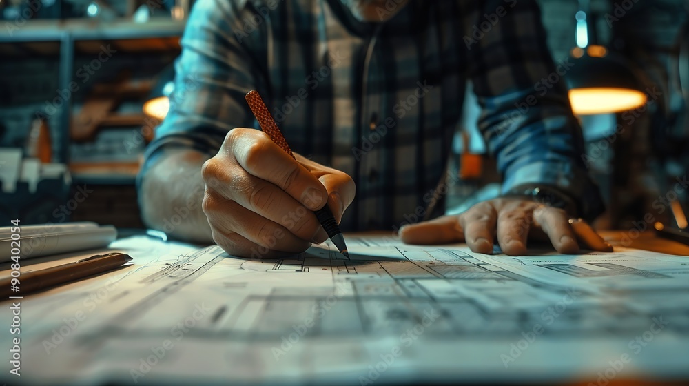 Poster Civil and construction engineers are working on a blueprint drawing with precision to guarantee a flawless result : Generative AI