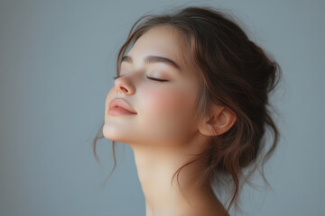 Fototapeta premium A close up of a girl's face with her eyes closed