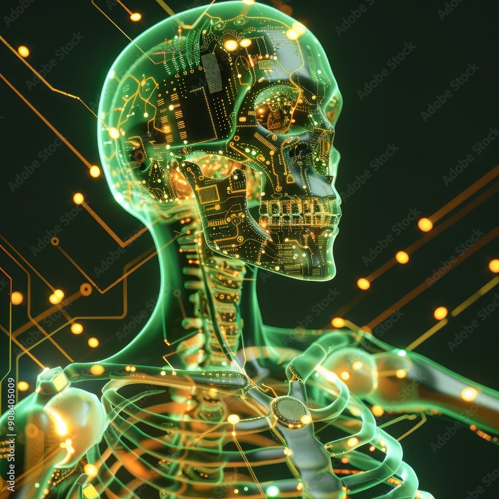 Aufkleber skeleton with embedded genetic circuit patterns, [skeleton, genetic circuits], [concept: genetic cir