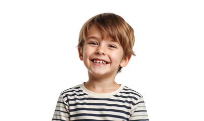 Portrait of a smiling teenager boy wearing casual clothes standing with happy face, isolated on transparent background