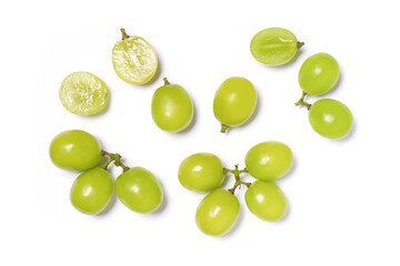 green grape on white background