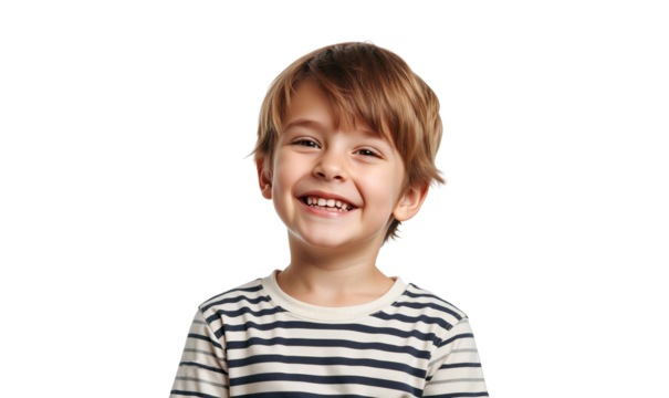 Portrait of a smiling teenager boy wearing casual clothes standing with happy face, isolated on transparent background