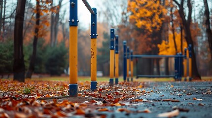 Modern sports field with horizontal bars in the park Street workout High quality photo : Generative AI