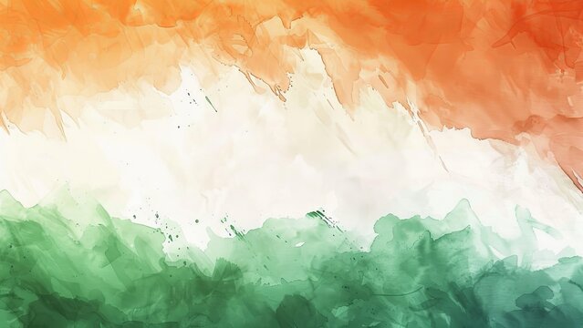 Abstract representation of the indian flag in vibrant colors and brush strokes