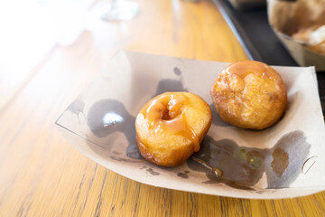 Fatty donuts with caramel topping.
