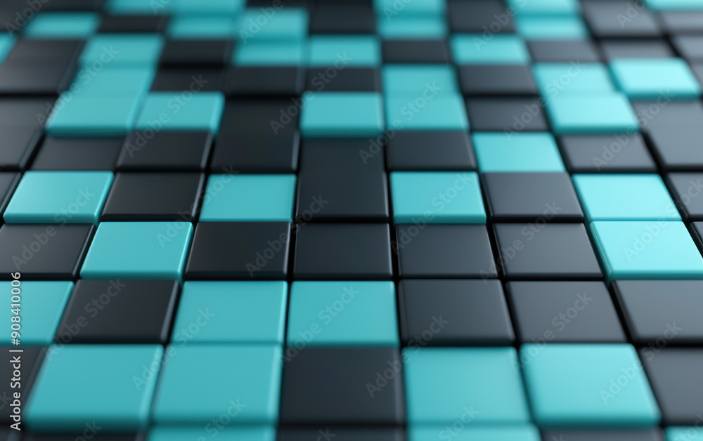 Aufkleber dynamic close-up of a tiled pattern in shades of teal and black, creating a modern, abstract, and ge