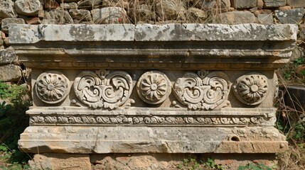 Architectural stone with carved inscriptions and messages