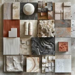 Composite stone materials combining various textures and elements