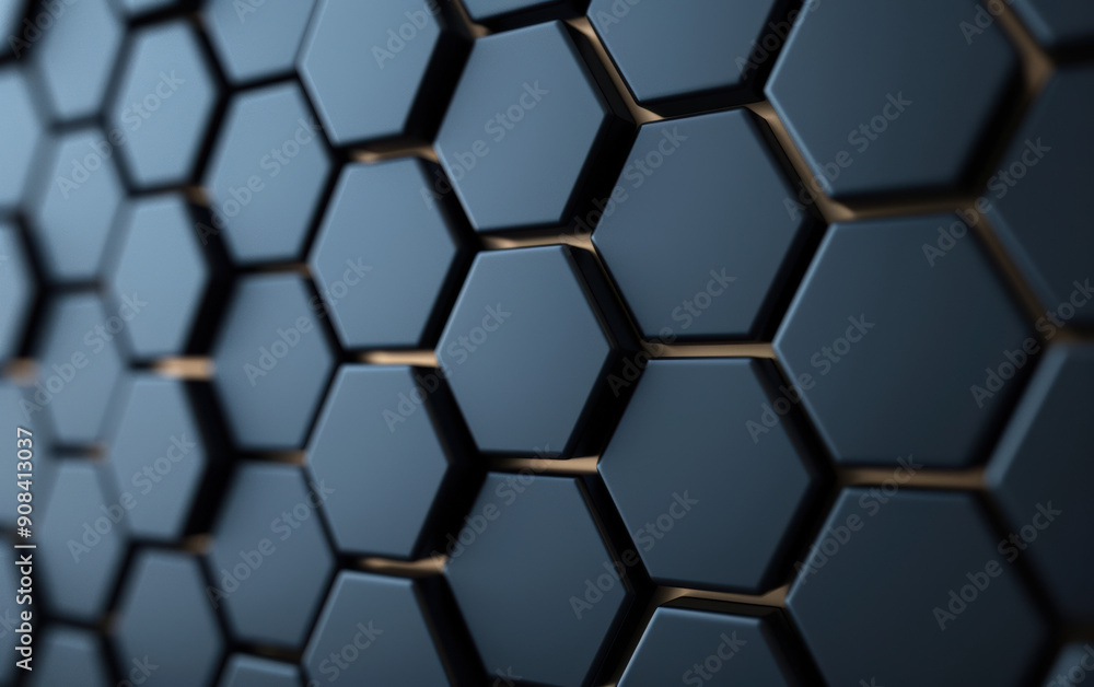 Poster abstract image of a blue hexagonal pattern representing modern technology and innovation. perfect fo