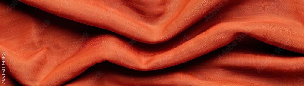 Poster vibrant orange fabric with smooth folds and texture, creating a rich and inviting visual. perfect fo