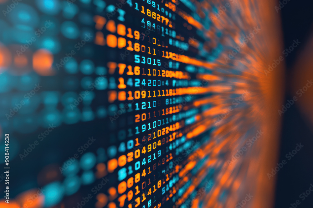 Poster abstract close-up of digital data code in a field, depicting information technology and cyber securi